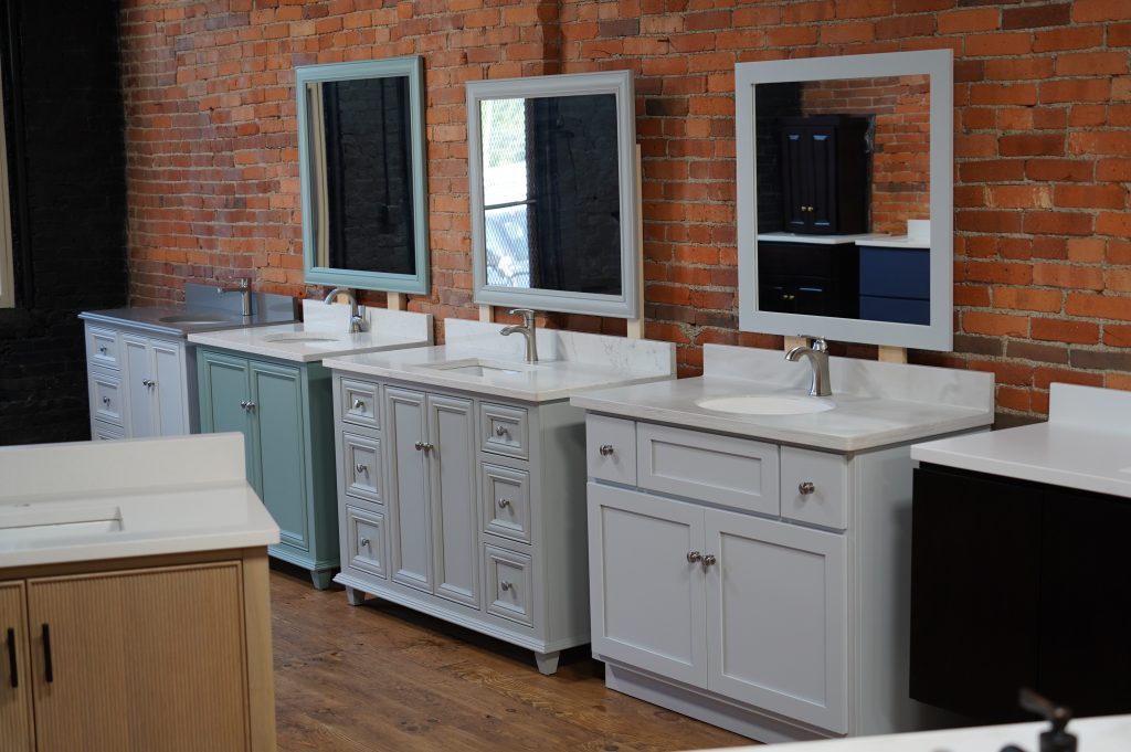cabinet inventory in the Trusty Wood showroom