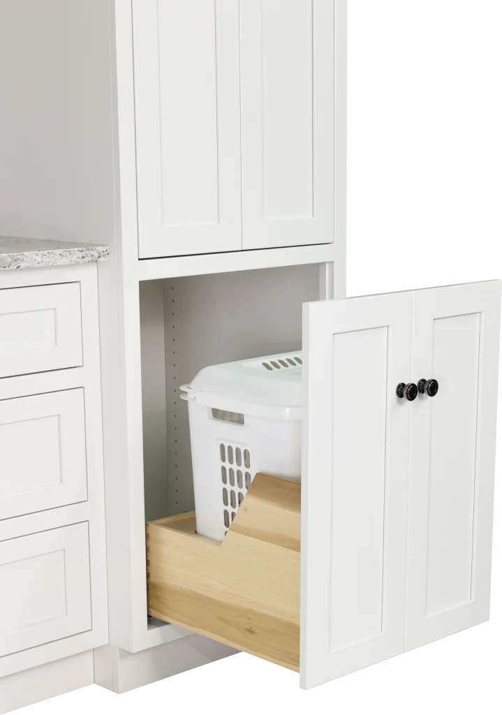 Hamper pullout, specialty cabinet accessories for dealers