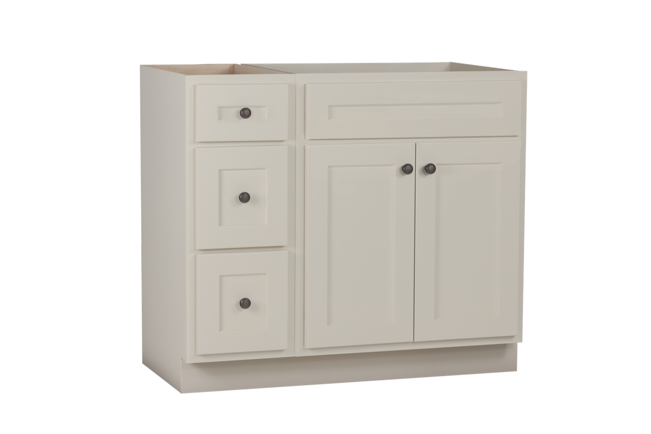 Jamesport bathroom vanity with white paint